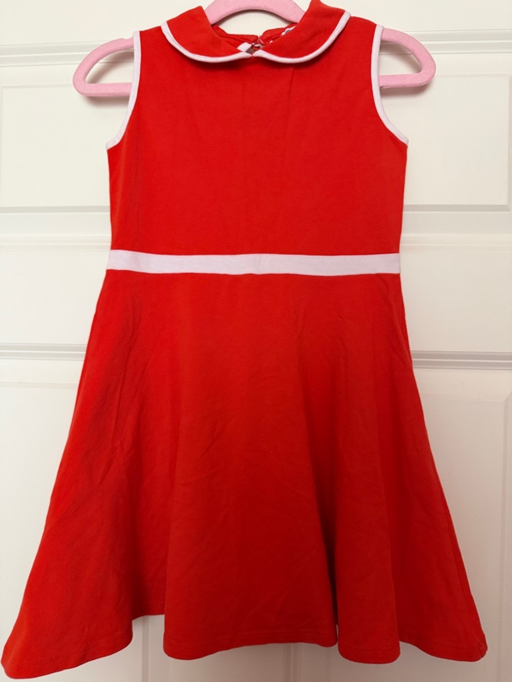 Jacadi Girls Orange/Red A-Line Dress with White Trim